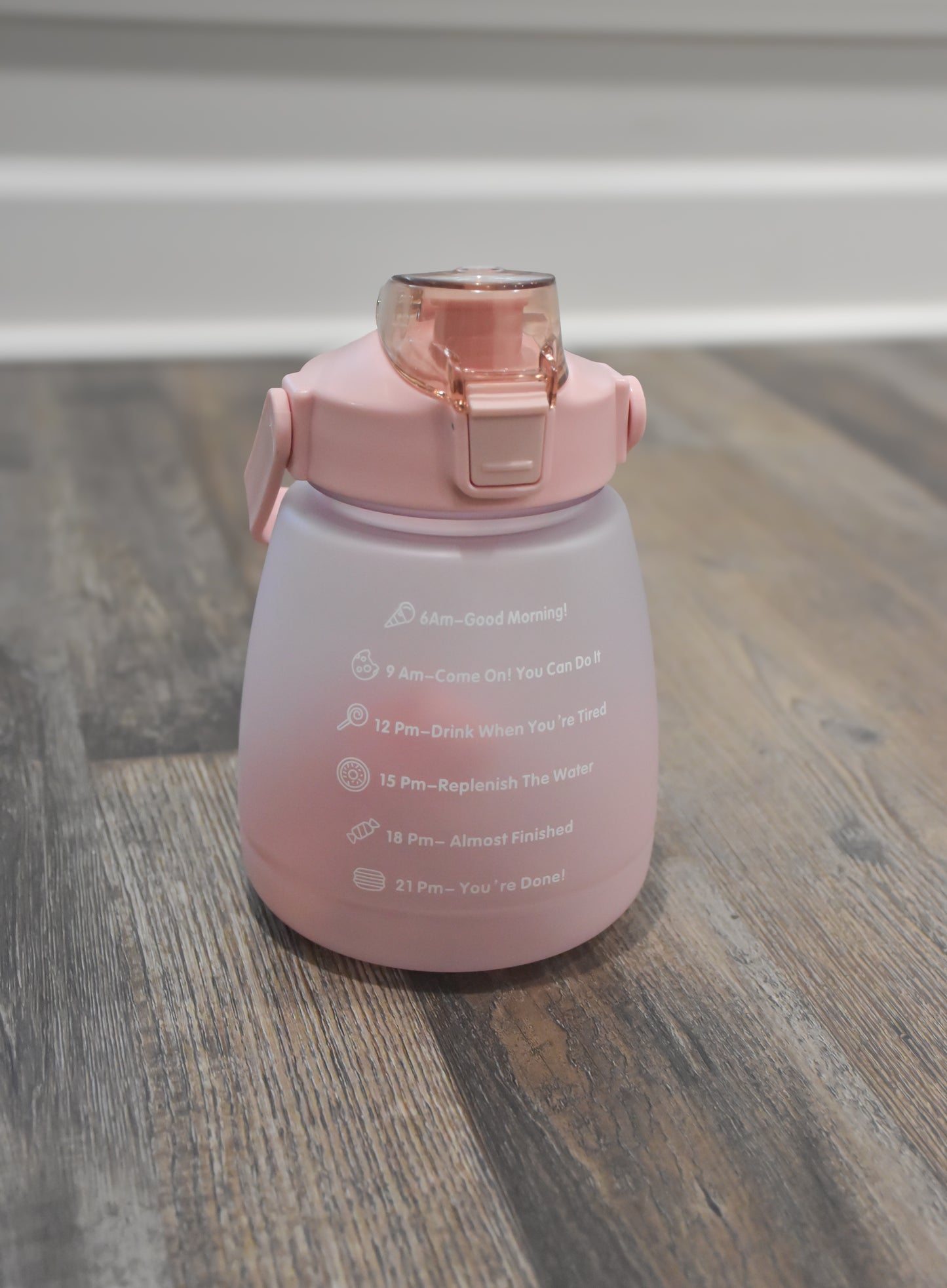 BPA Free Half Gradient Color Motivational Plastic Sports Water Bottle with Time Marker & Strap - 1.3L