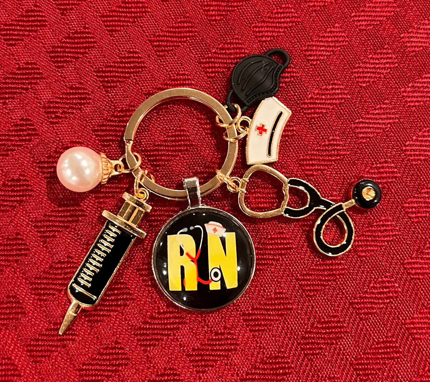 Mask & Stethoscope Charm Keychain For Registered Nurses