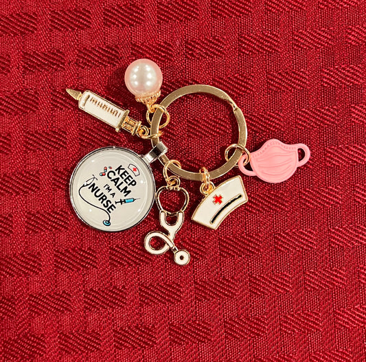 Keep Calm I'm A Nurse Charm Keychain