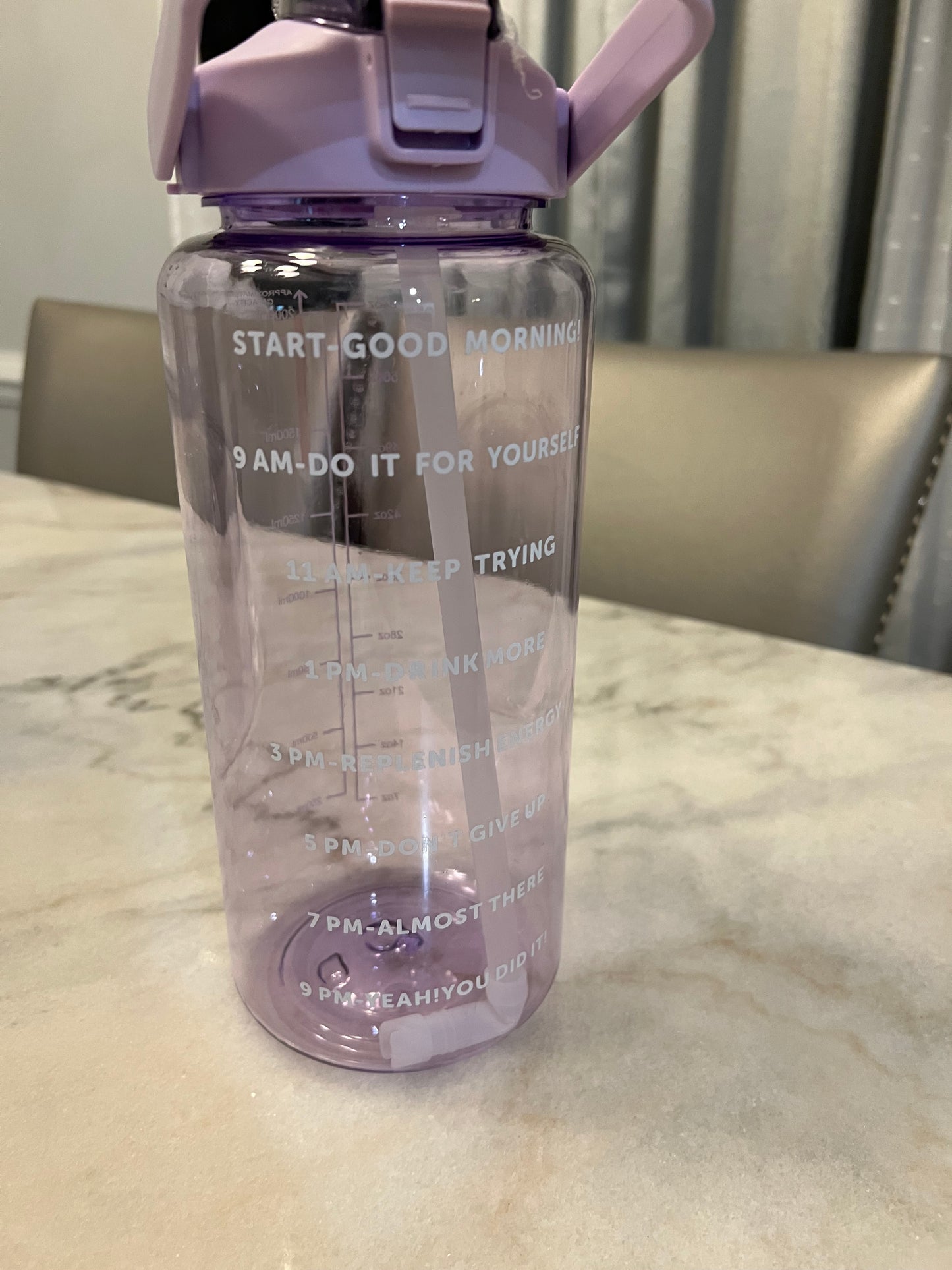 Leakproof Reusable 2 Liter Flip Straw & Time Tracker Water Jug Bottle - BPA Free