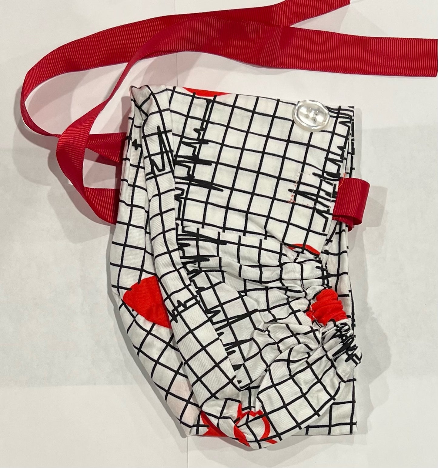 Women Ponytail Holder Nurse Scrub Cap With Ribbon Tie & Button