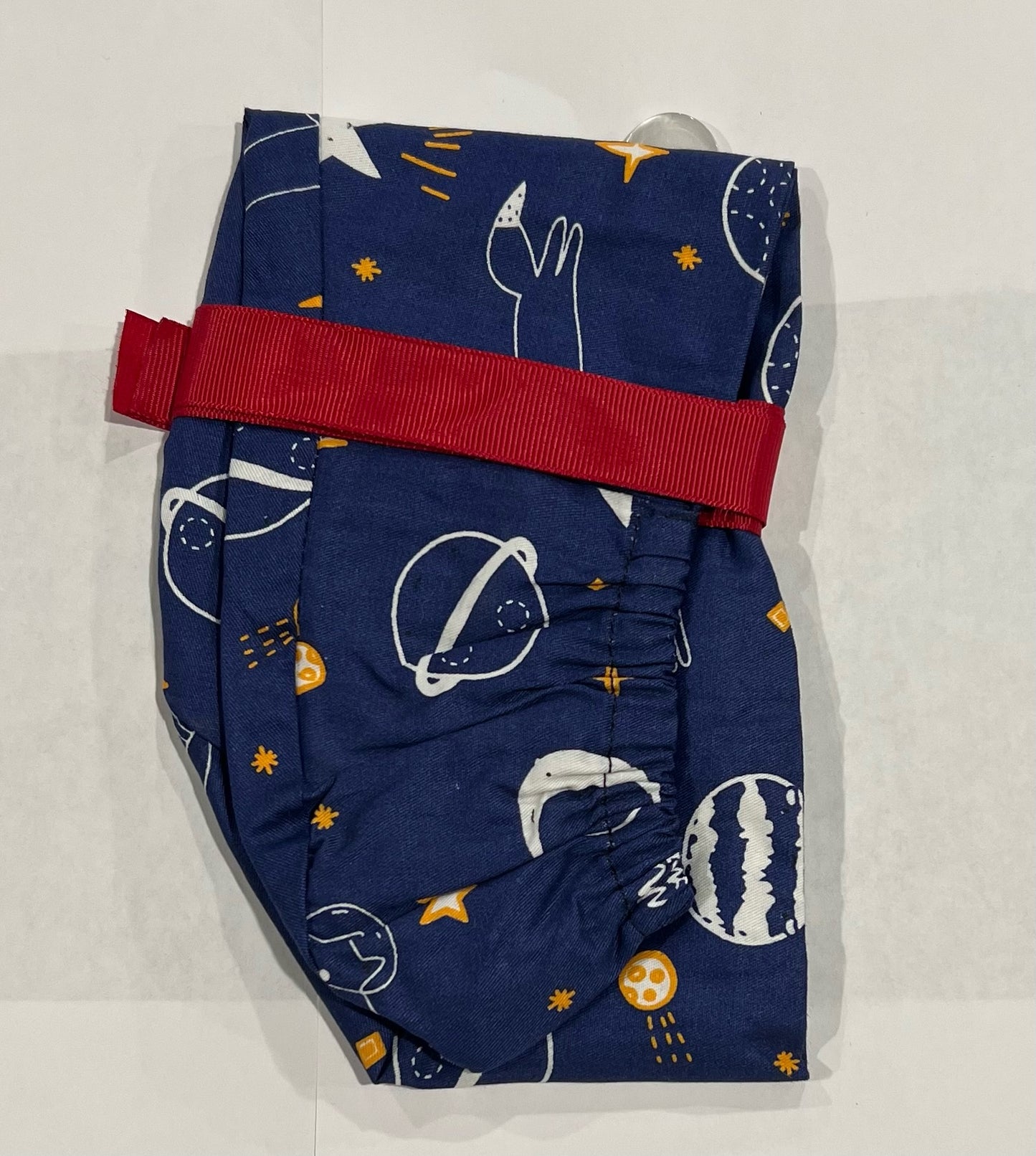 Women Ponytail Holder Nurse Scrub Cap With Ribbon Tie & Button