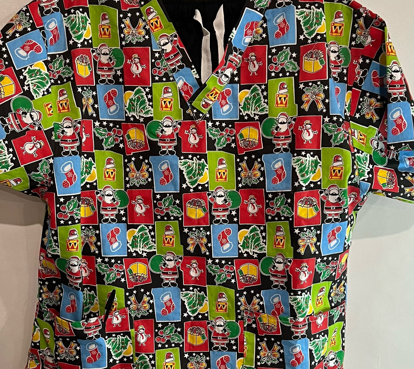 Women Santa Print Pant Set 4 Pocket Half Sleeve