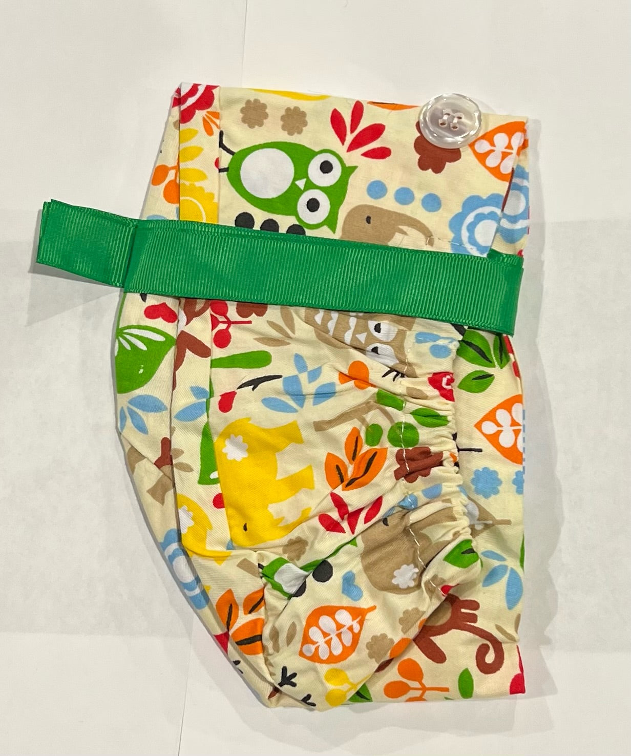 Women Ponytail Holder Nurse Scrub Cap With Ribbon Tie & Button