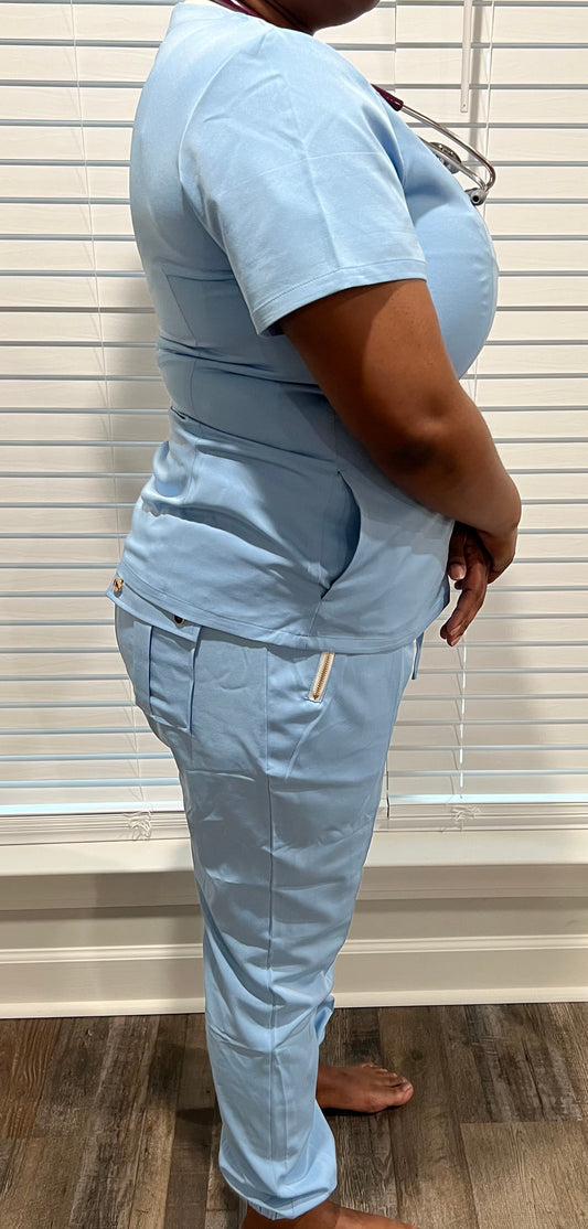 Women Stylish Scrub Uniforms Set Nurse Hospital Uniform Nurse Scrubs Zipper Set Short Sleeve Women Scrubs Jogger Set