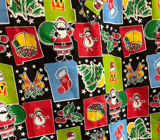 Women Santa Print Pant Set 4 Pocket Half Sleeve
